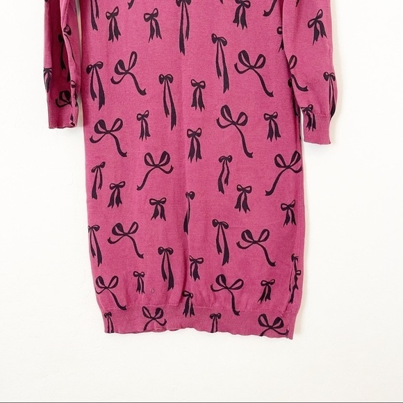 Modcloth Women's Knit The Mark Sweater Dress Bows Maroon Crew Neck Medium - Picture 4 of 7